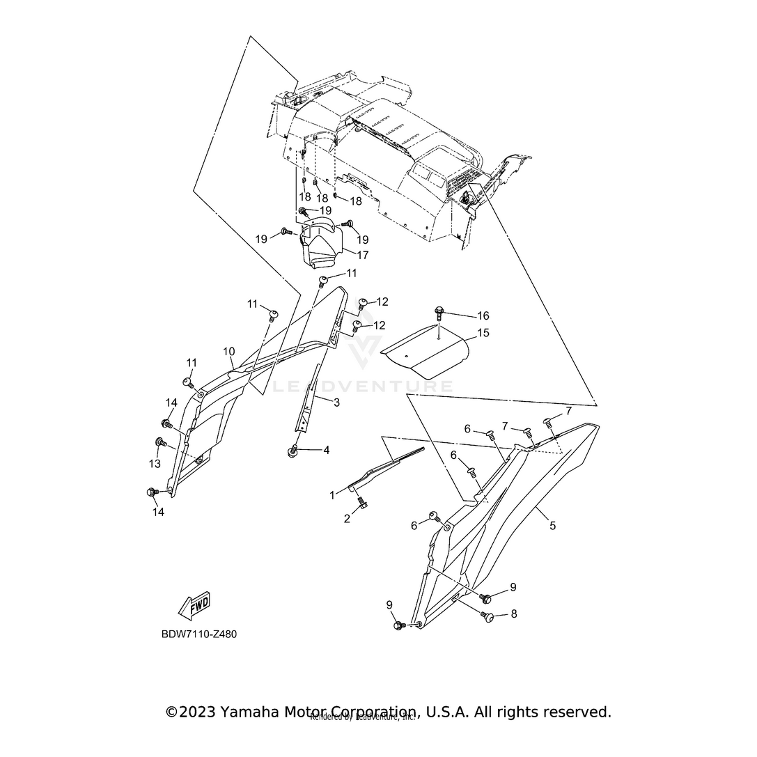 Stay, Fender 3 by Yamaha BDW-F1643-10-00 OEM Hardware BDW-F1643-10-00 Off Road Express