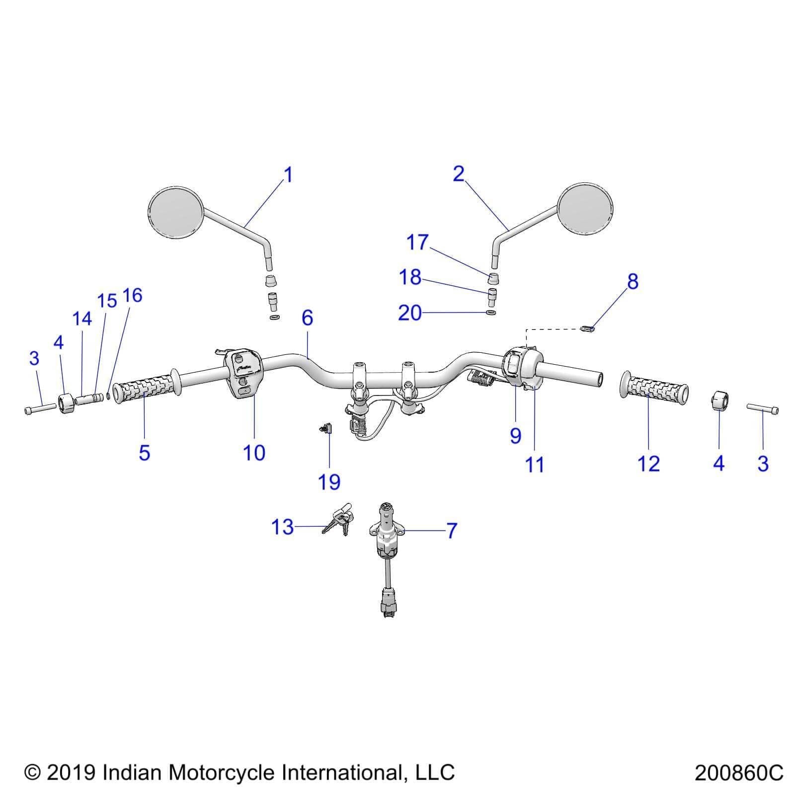 Steering, Handlebar Mntg - 2020 Indian Ftr 1200 Schematic-24571 OEM Schematic