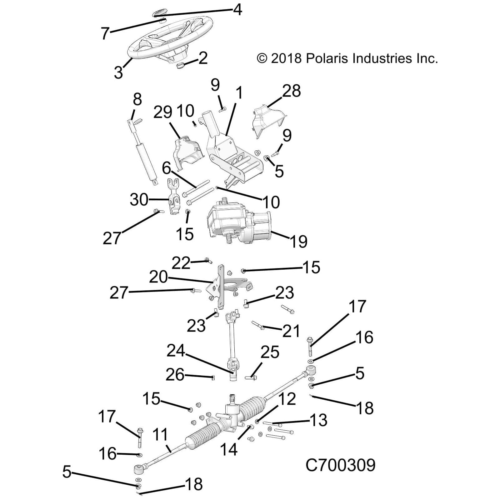 Steering Wheel, 14 In. by Polaris 1823623 OEM Hardware P1823623 Off Road Express