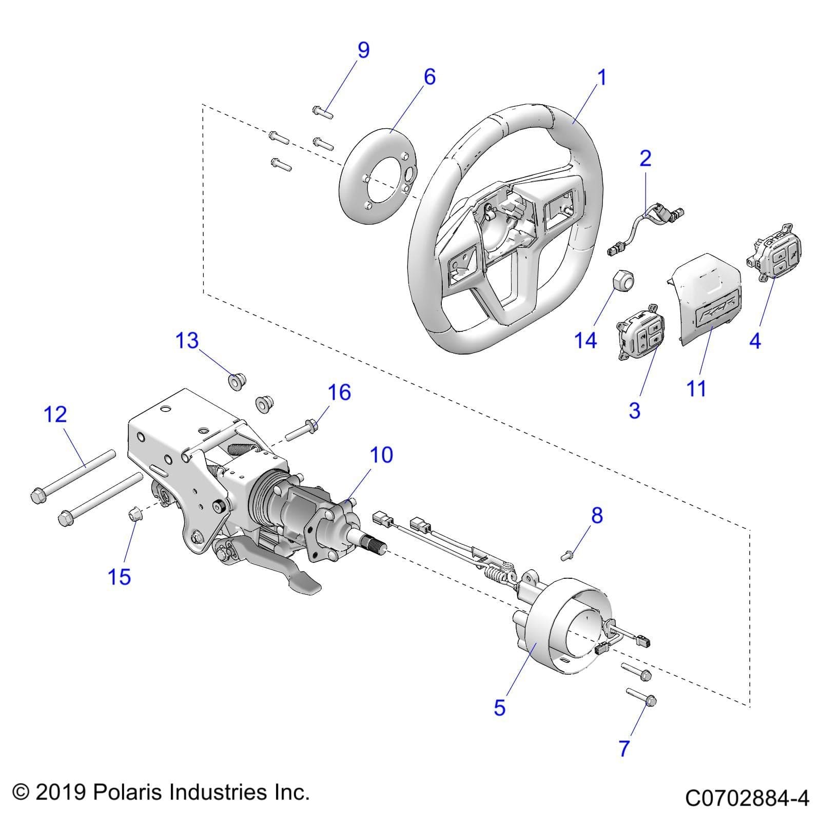 Steering Wheel, 2 Button Modifi by Polaris 1824954 OEM Hardware P1824954 Off Road Express Drop Ship