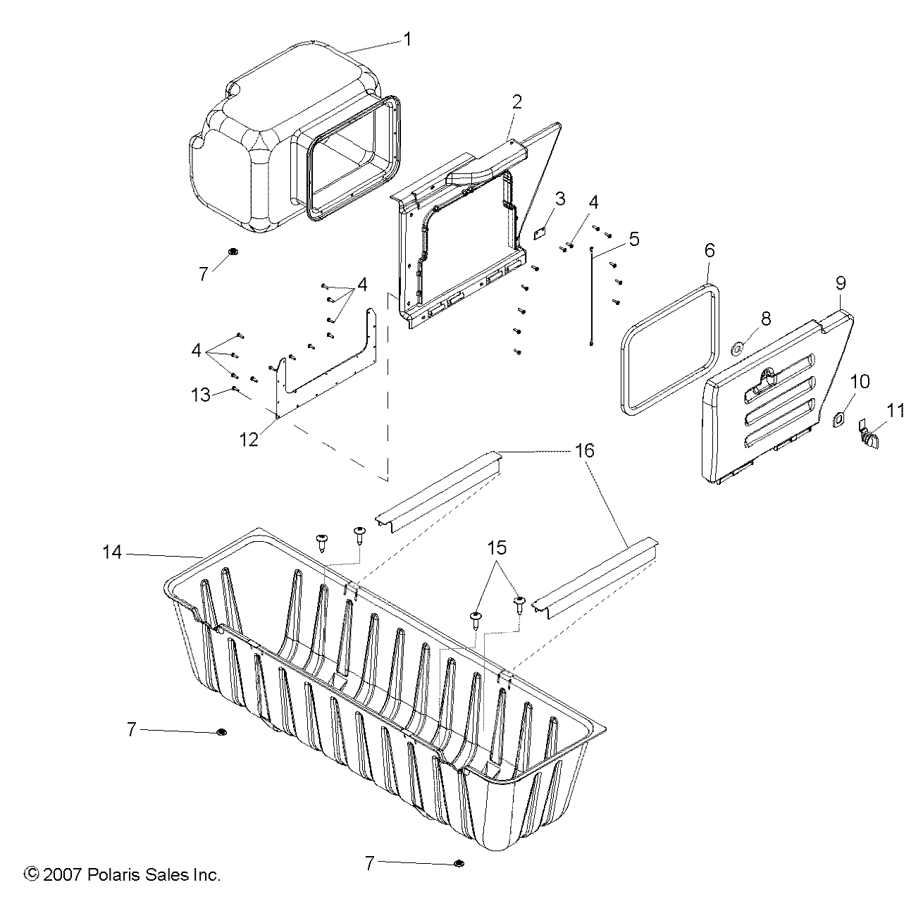 Storage Box, Side, Gloss Black by Polaris 5435651-070 OEM Hardware P5435651-070 Off Road Express