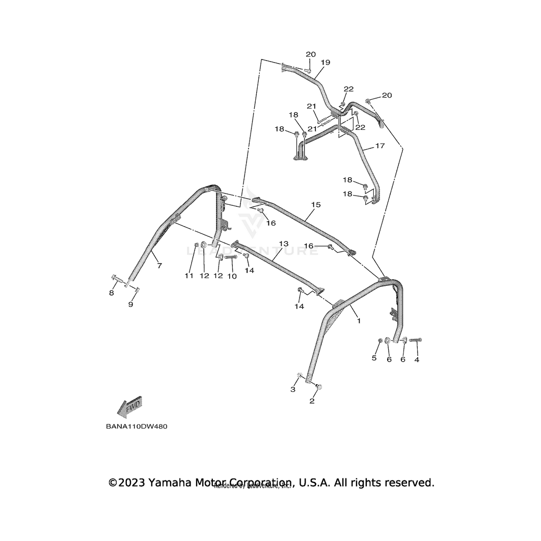 Support, Roof 3 by Yamaha B4M-K831A-00-00 OEM Hardware B4M-K831A-00-00 Off Road Express Drop Ship