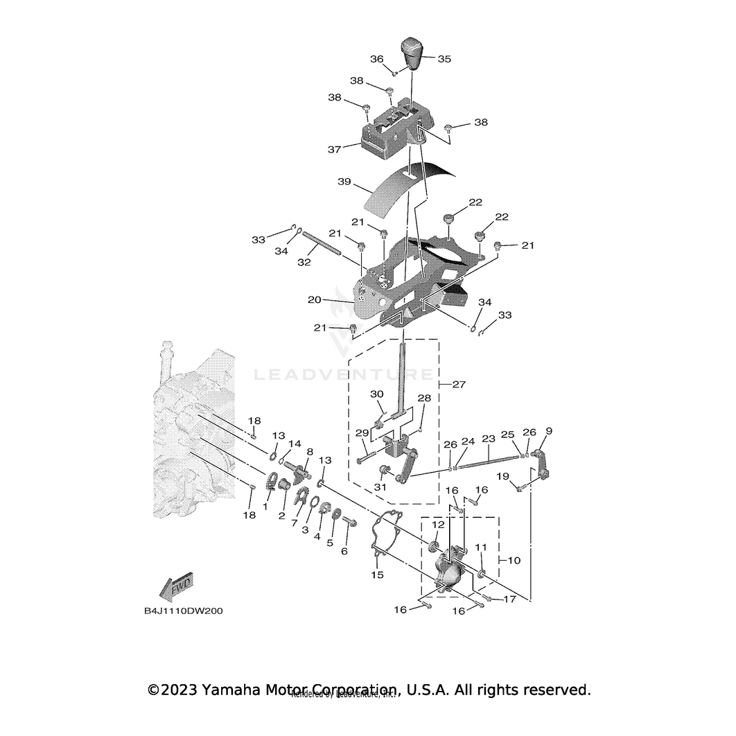 Support, Shift Bracket by Yamaha B4J-F2595-00-00 OEM Hardware B4J-F2595-00-00 Off Road Express