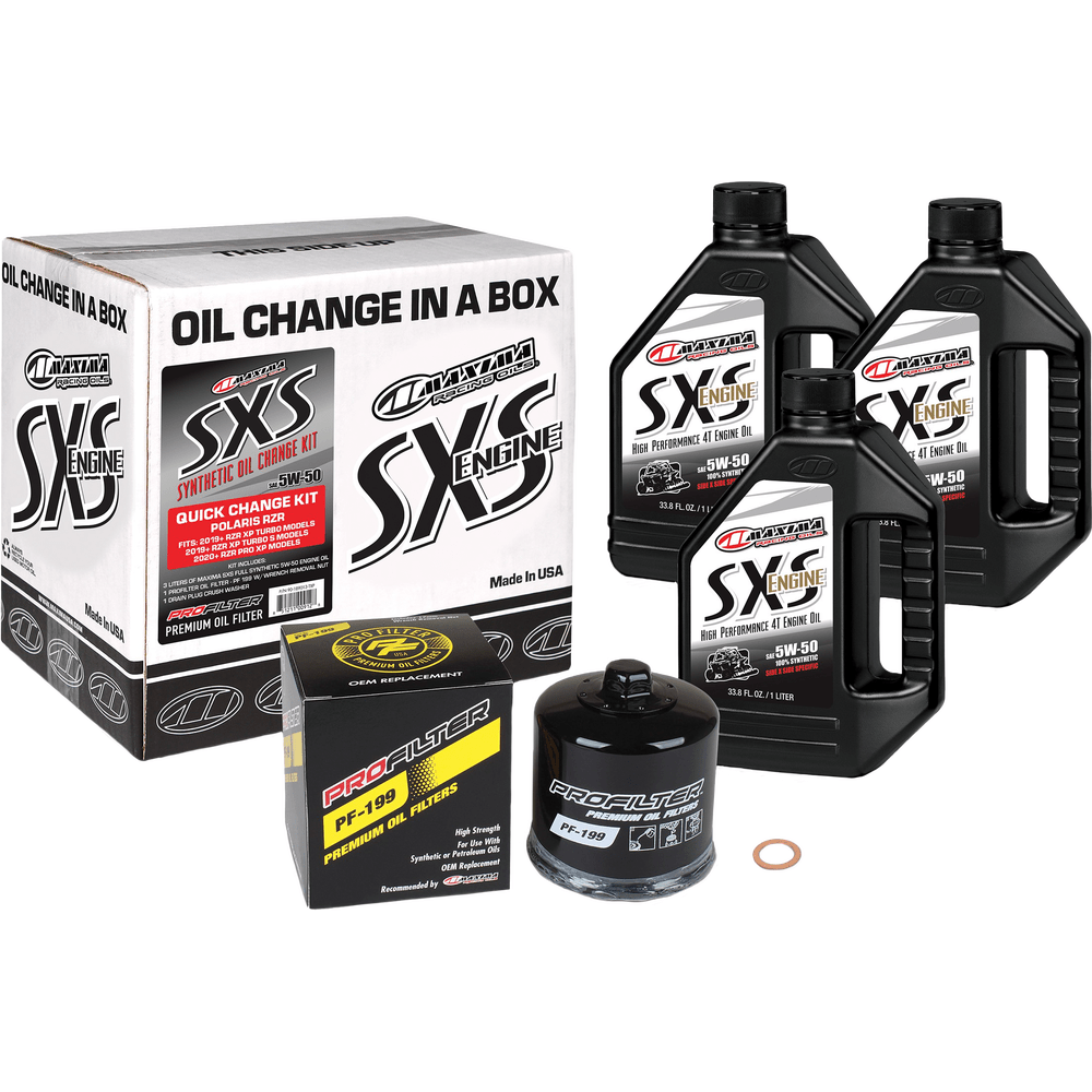 SXS Quick Oil Change Kit 5W-50 w/ Black Oil Filter by Maxima 90-189013-TXP Oil Change Kit 36010822 Parts Unlimited Drop Ship