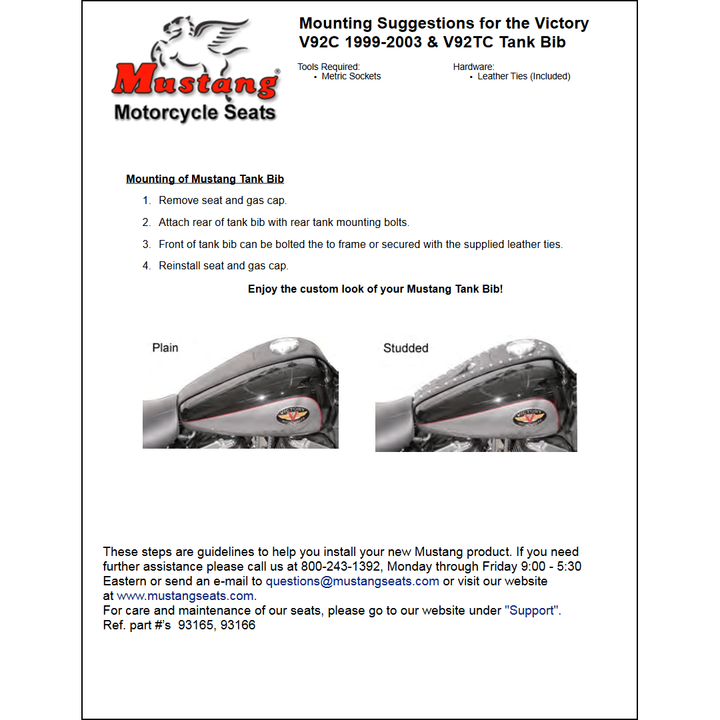 Tank Bib For Victory V92 by Mustang