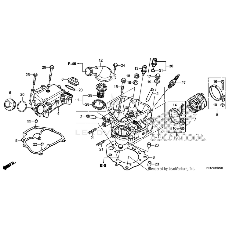 Thermostat Assembly by Honda 19300-HN8-013 OEM Hardware 19300-HN8-013 Off Road Express Peach St