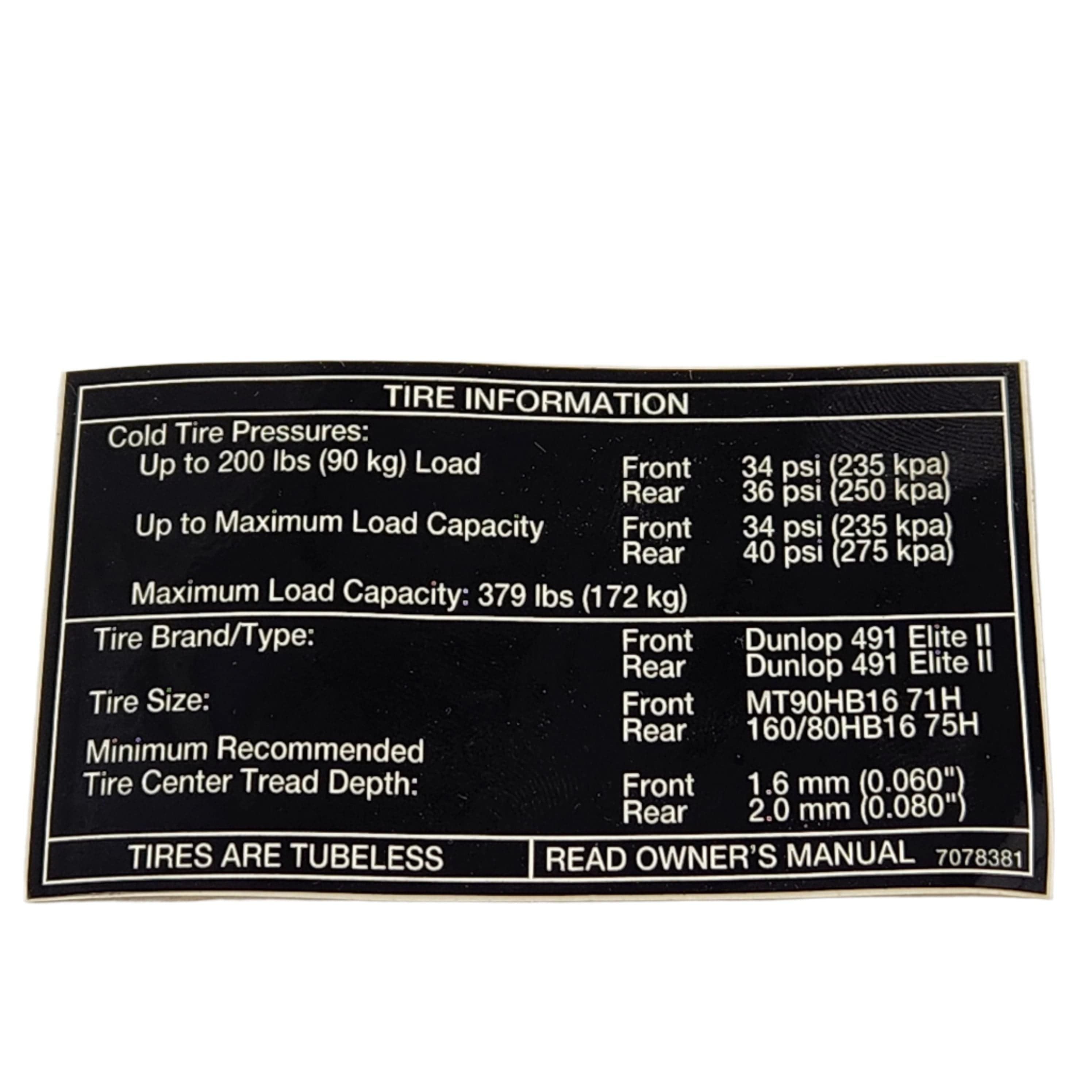 Tire Info Decal V92 by Polaris 7078381 OEM Decal
