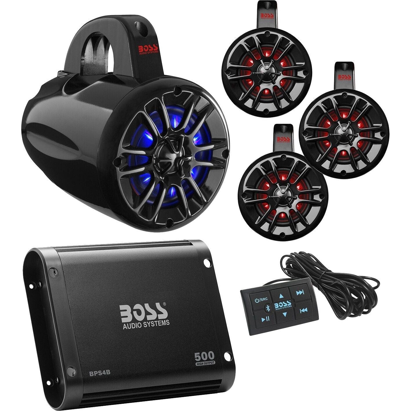 Universal 4 Speaker Kit For Utv by Boss Audio UNI4RGB Speaker Kit 63-8323 Western Powersports Drop Ship