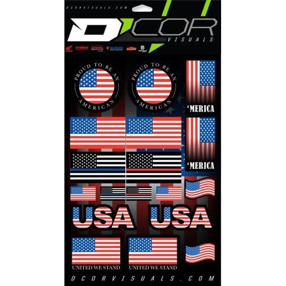 Usa Sticker Sheet By D'Cor 40-90-120 Decal Sheet 862-90120 Western Powersports