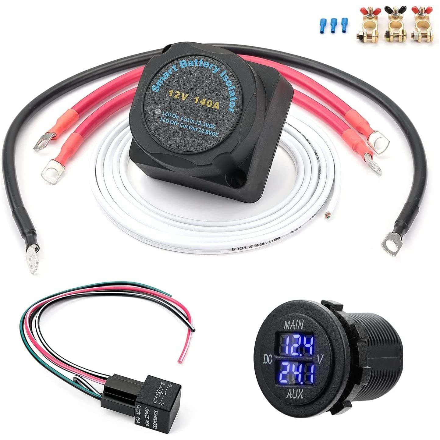 UTV ATV Dual Battery Isolator Kit 12V 140AMP by Kemimoto B0401-01301BK Battery Charger Accessory B0401-01301BK Kemimoto