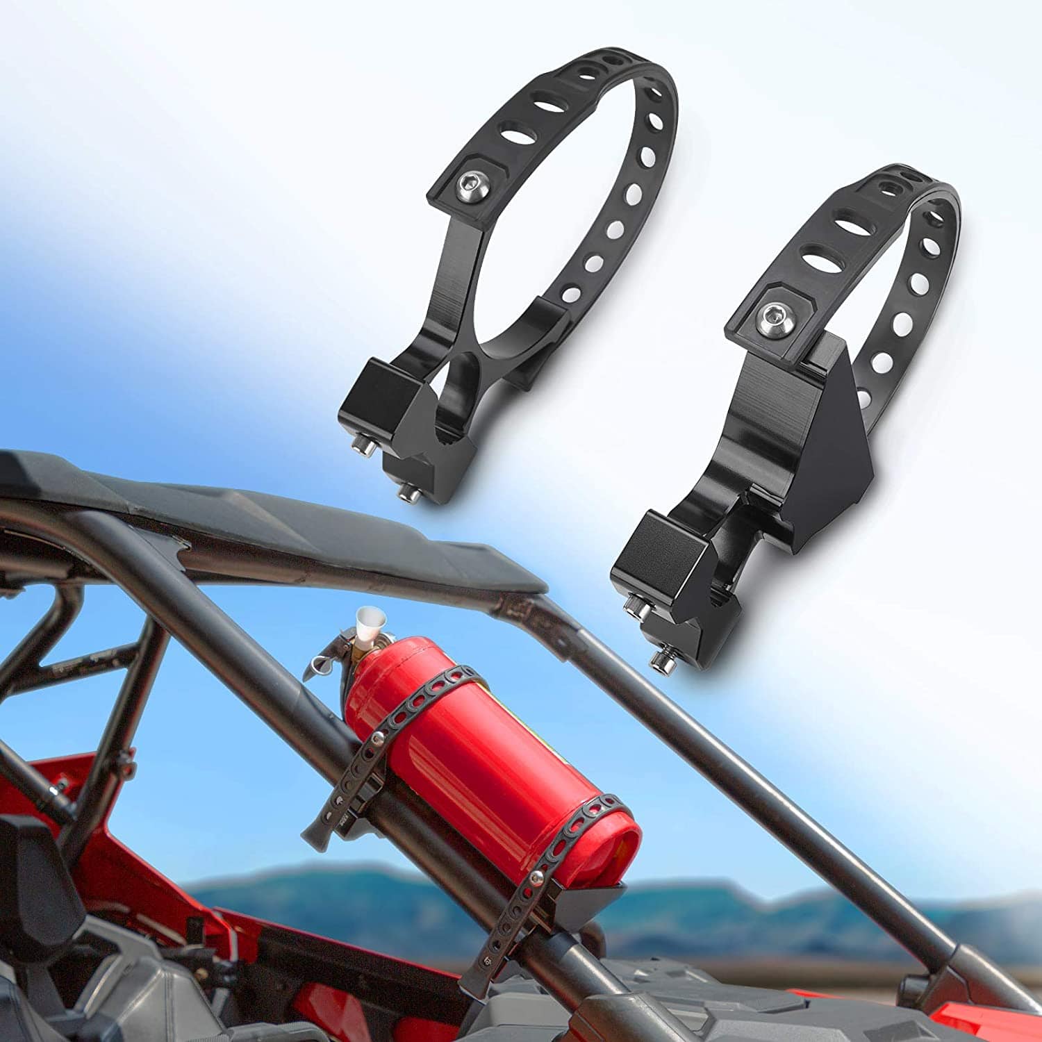UTV Fire Extinguisher Holder Fit Polaris RZR, Can Am X3, Kawasaki Teryx by Kemimoto B1201-02302BK Fire Extinguisher Mount B1201-02302BK Kemimoto