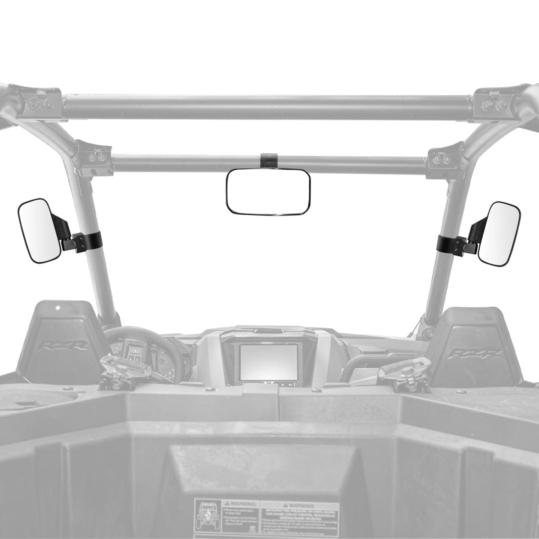 UTV Side Mirrors and Center Mirror with 1.6" to 2" Roll Bar Cage by Kemimoto BZH0211-02 Side View Mirror BZH0211-02 Kemimoto