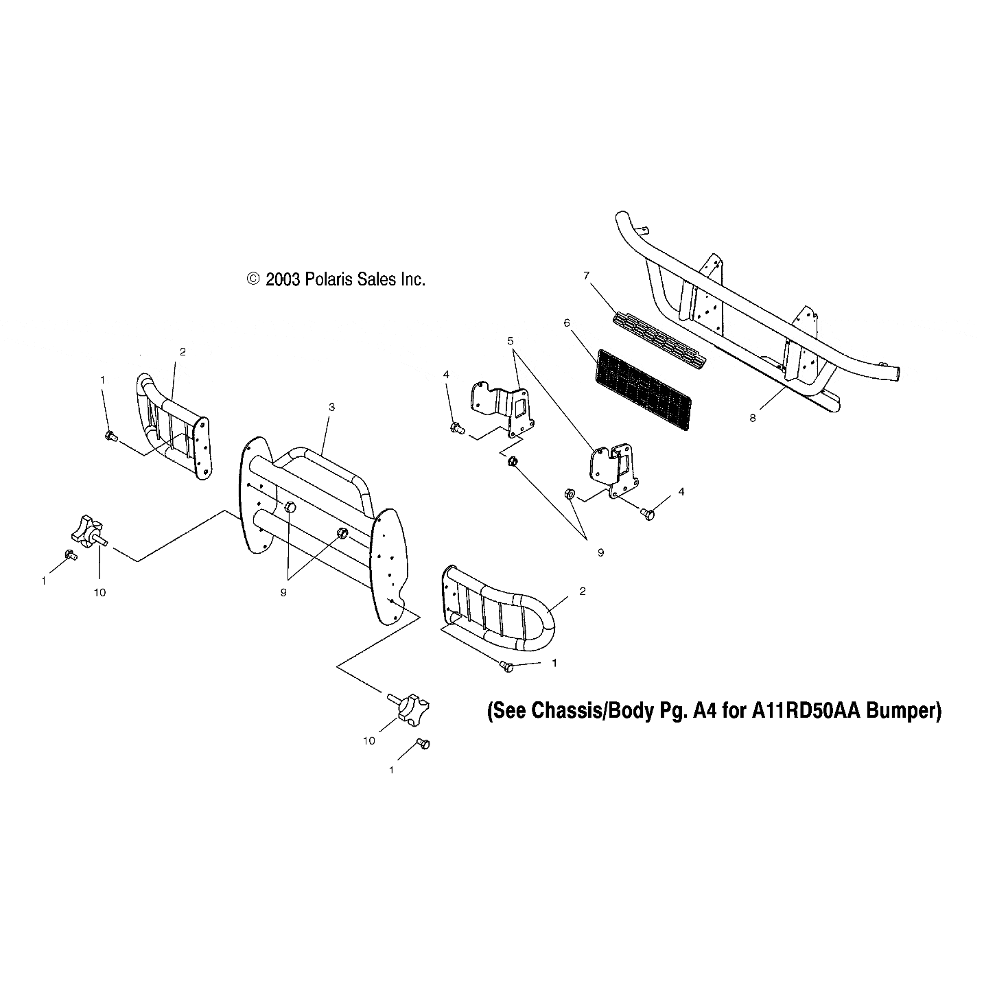 Weld-Brushguard,R2,F.B.W. by Polaris 1013789-418 OEM Hardware P1013789-418 Off Road Express