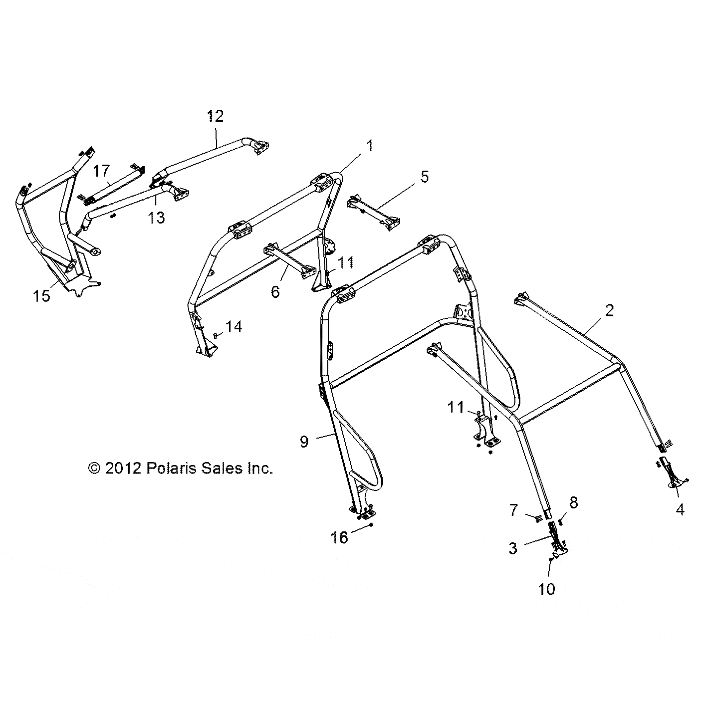 Weld-Cab Frame,Ext,V.Blue by Polaris 1019685-619 OEM Hardware P1019685-619 Off Road Express Drop Ship