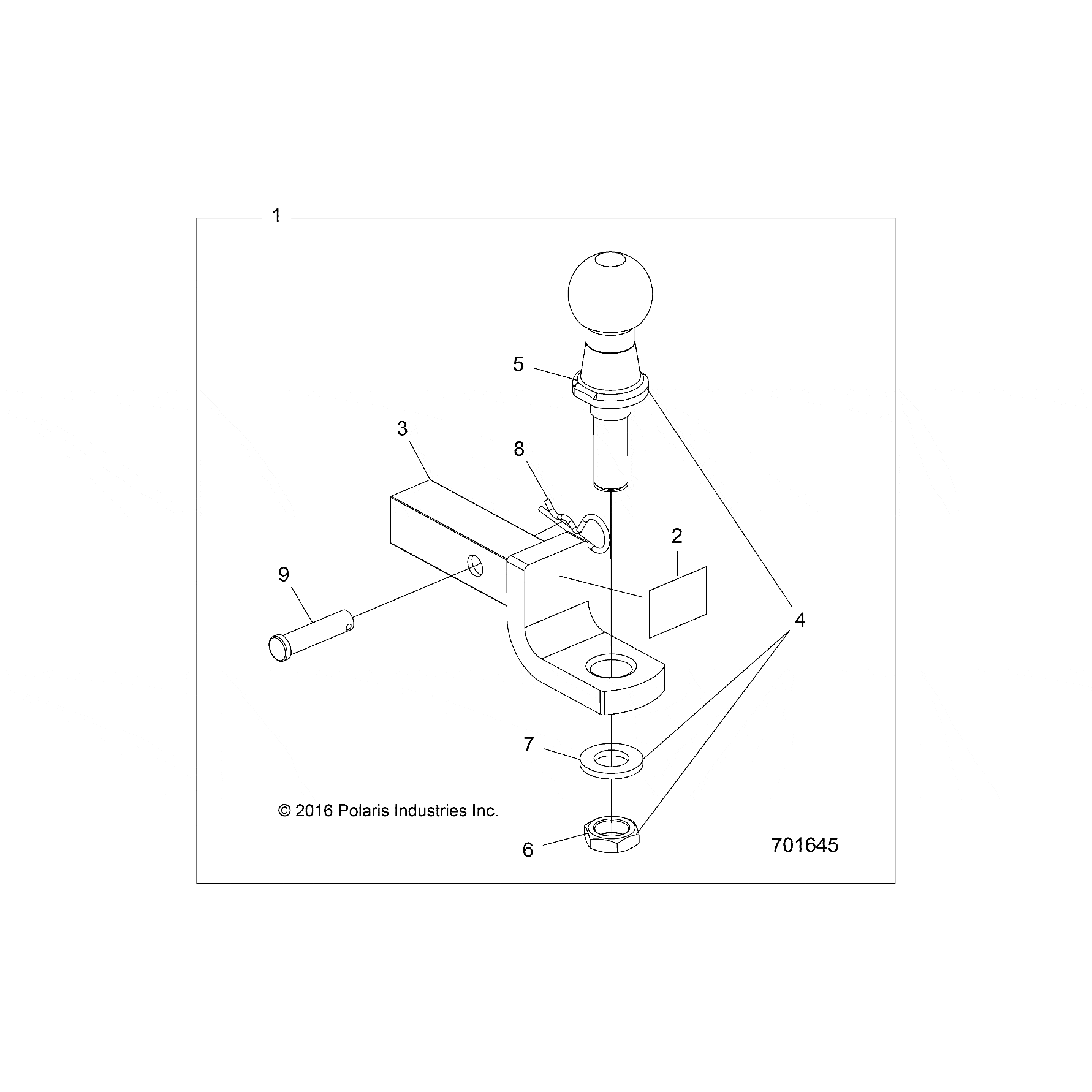 Weld-Hitch,Rgr,Eu,M.Blk by Polaris 1022495-458 OEM Hardware P1022495-458 Off Road Express
