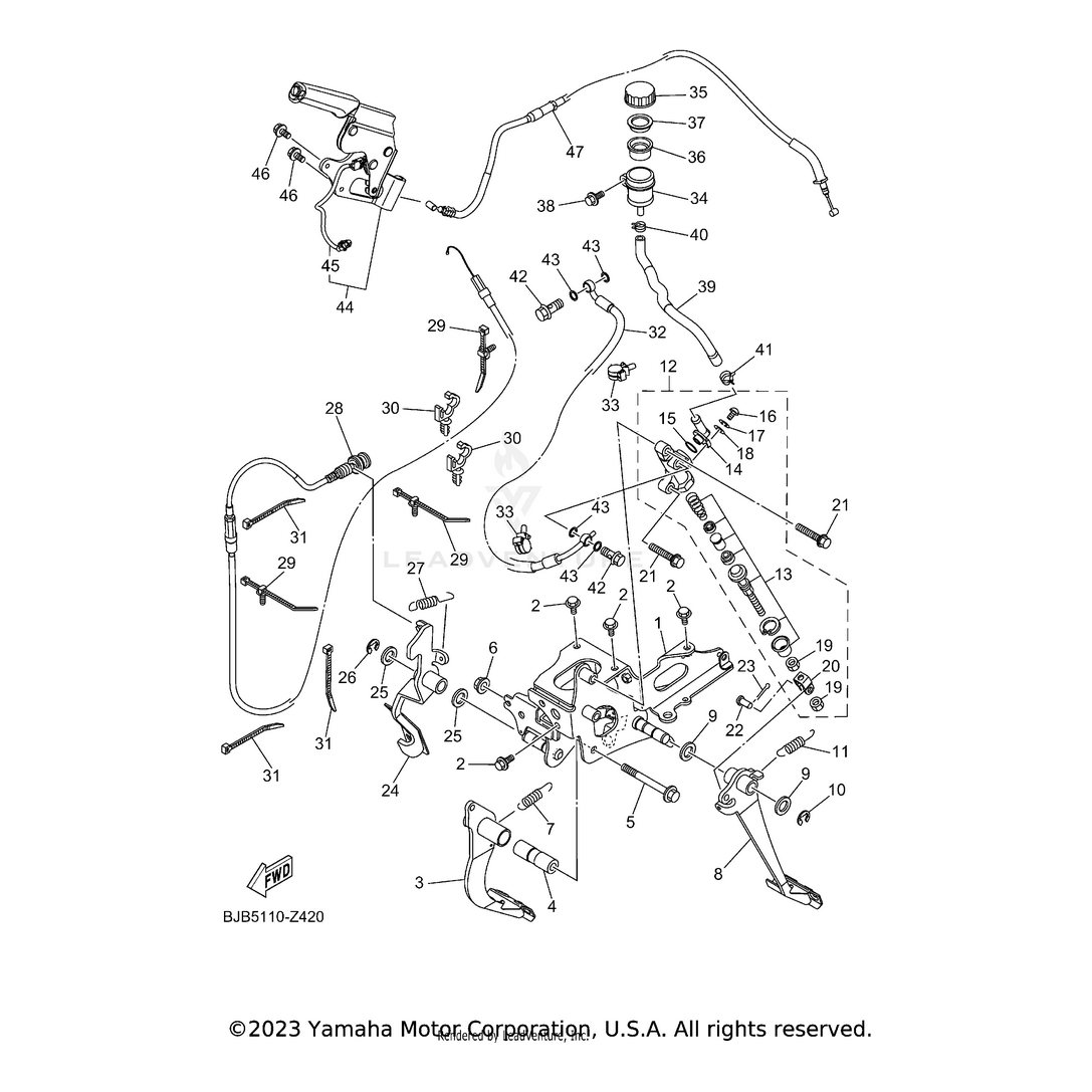 Wire, Brake 1 by Yamaha BDW-26341-00-00 OEM Hardware BDW-26341-00-00 Off Road Express