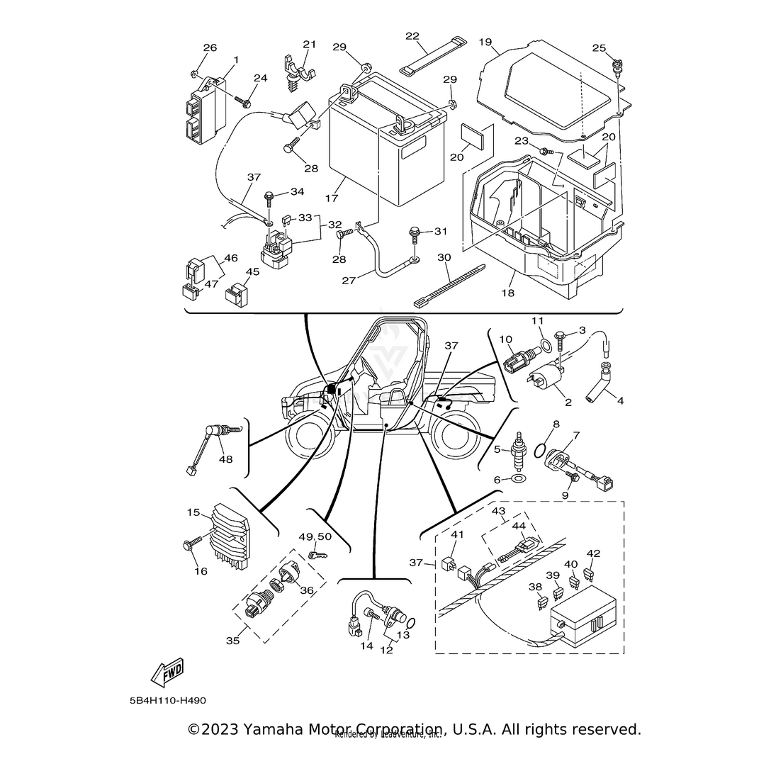 Wire Harness Assembly by Yamaha 5B4-82590-20-00 OEM Hardware 5B4-82590-20-00 Off Road Express