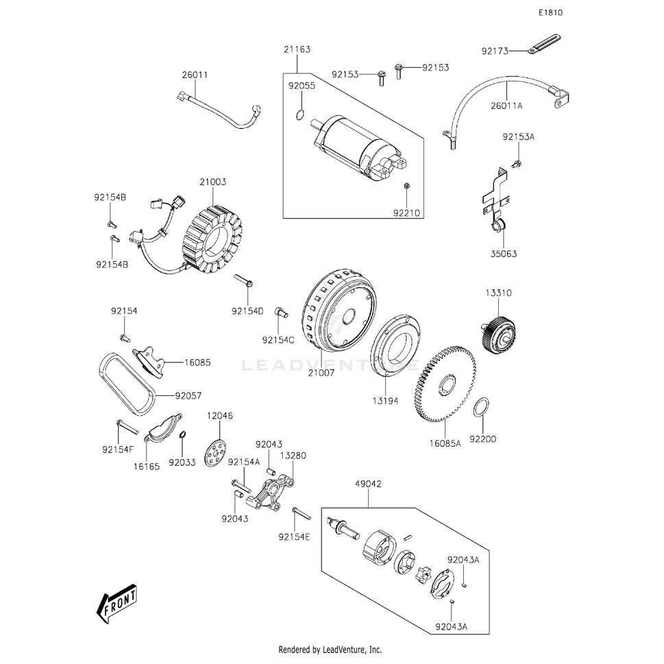 Wire-Lead,Starter Motor by Kawasaki 26011-Y010 OEM Hardware 26011-Y010 Off Road Express Peach St