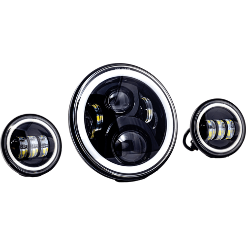 7" LED Headlight Black w/ Full Halo & Passing Lamps by Letric Lighting LLC-ILHK-7BH Headlight