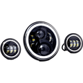 7" LED Headlight Black w/ Full Halo & Passing Lamps by Letric Lighting