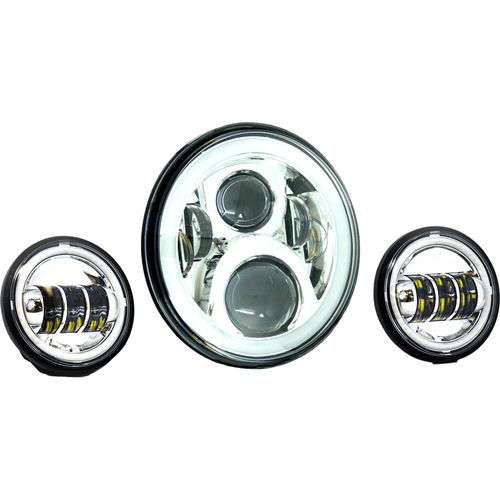 7" LED Headlight Chrome w/ Full Halo & Passing Lamps by Letric Lighting LLC-ILHK-7CH Headlight