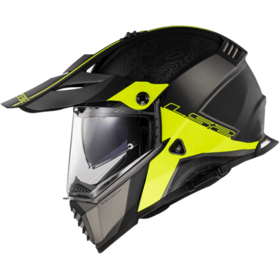 LS2 USA Full Face Helmet Adventure Helmet Elevation - Matte Black / Hiviz - Blaze by LS2