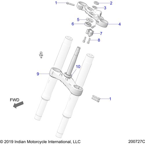 Asm-Clamp-Trple Lower 25 Deg by Polaris 1825025 Triple Tree