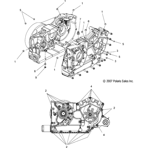 Assembly, Crankcase, Silver [Incl. 1,3,5 And Bearings] by Polaris 1203025 Crankcase