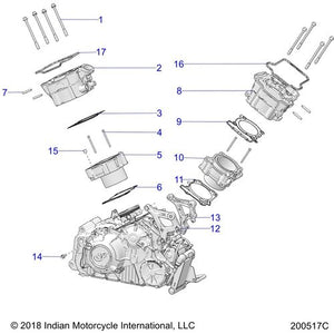 Assembly Cyl Head Rear Mach Ind Tnm by Polaris 3023618-650 Head Cylinder