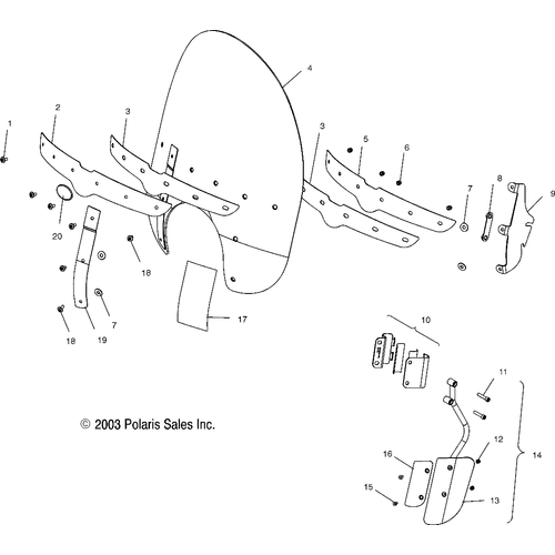 Assembly, Deflector, Lower, RH by Polaris 1013986 Wind Deflectors