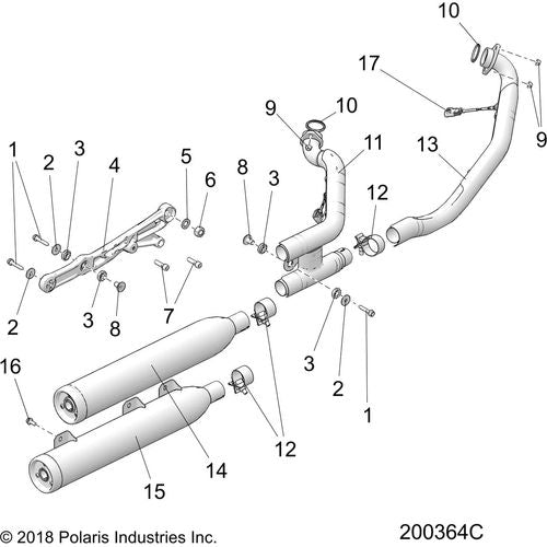 Asm-Ex Hdpipe Rear Isog Sl Black by Polaris 1263222-266 Exhaust Headpipe