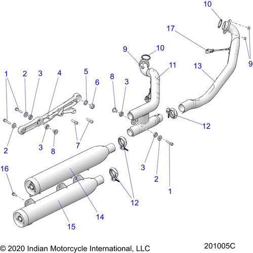 Asm-Exh Hdpipe Rr V Lv Black by Polaris 1263508-266 Exhaust Headpipe