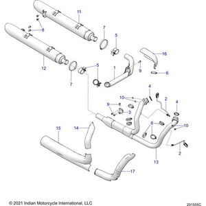 Assembly Exhaust Crossover Tube Chrome by Polaris 1262341-156 Exhaust Shield