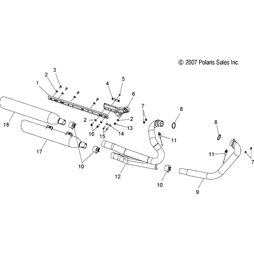 Off Road Express OEM Hardware Asm., Exhaust Headpipe, Front, Black by Polaris 1262105-266