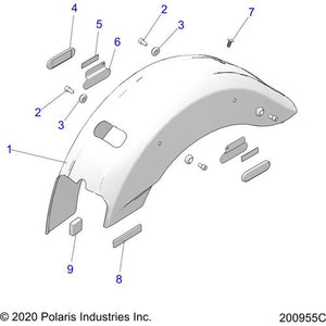 Asm-Fender Rear Blue Silver by Polaris 1027326-1961 Rear Fender