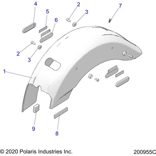 Asm-Fender Rear Vr OnyxBlack by Polaris 1027326-800 Rear Fender