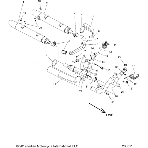 Assembly Headpipe Rear Chrome by Polaris 1263130-156 Exhaust Headpipe