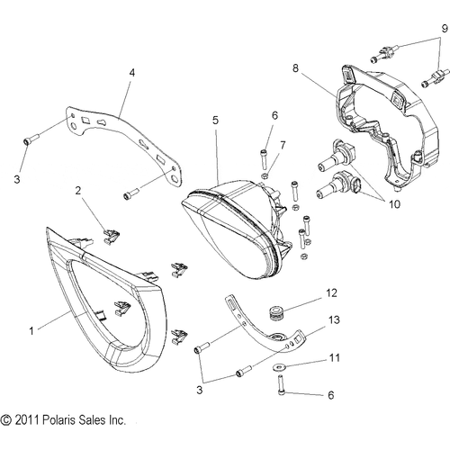 Assembly, Housing, Hid/Halogen by Polaris 2411701 Headlight Bucket