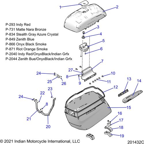 Asm-Lid Saddlebag LH Brnzsmk by Polaris 1026044-731 Saddlebag Lid