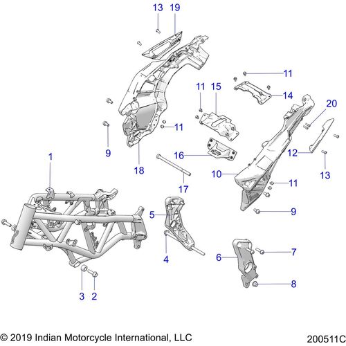 Assembly Mainframe T-Weld Black by Polaris 1023965-266 Main Frame