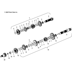 Assembly, Mainshaft, 6 Speed [Incl. 2,4,6,11-15] by Polaris 1332393 Mainshaft