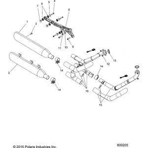 Assembly, Muffler, Upper, Intl, Blk [Intl] by Polaris 1262881-266 OEM Muffler