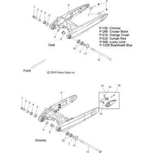 Assembly, Swing Arm W/Bearings, Cast, 250 [Incl. 4,5,10,11] by Polaris 1015380-1256 OEM Bearing