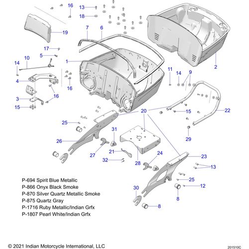 Asm-Trunk Side Plate LH GBlack by Polaris 1023920-266 Trunk Support Side