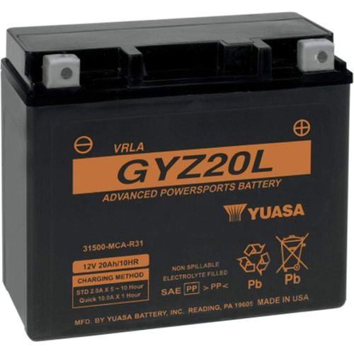 Parts Unlimited Drop Ship Battery Battery High Performance AGM Maintenance Free by Yuasa YUAM720GZ