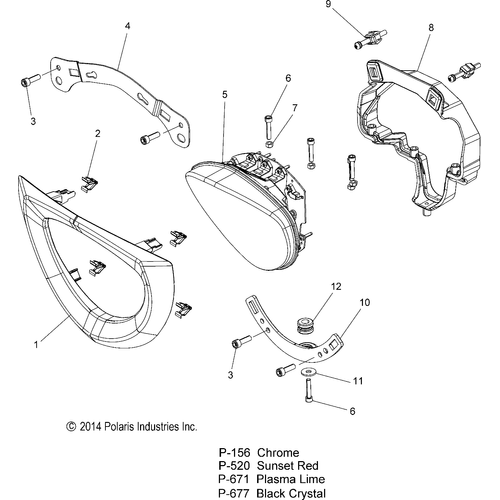 Bezel, Headlight by Polaris 5437555-671 Headlight Bezel