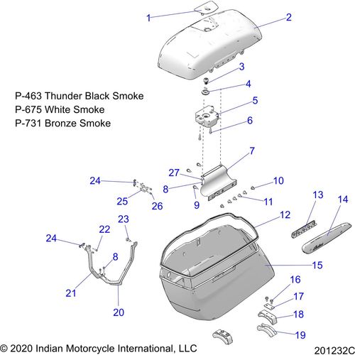 Bezel-Lock Saddlebag LH Blacksmk by Polaris 5455021-463 Saddlebag Repair