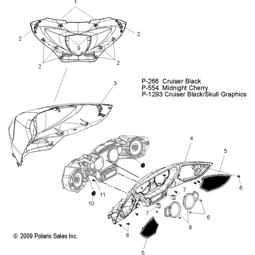 Body, Dash - 2010 Victory Cross Country/Cross Roads All Options - V10Db36Da/Eb36Da Schematic 3856 OEM Schematic