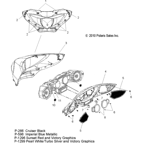 Body, Dash - 2011 Victory Cross Roads Custom/Cross Country All Options - V11Bb36/Db36/Dc36/Eb36 Schematic 3484 OEM Schematic