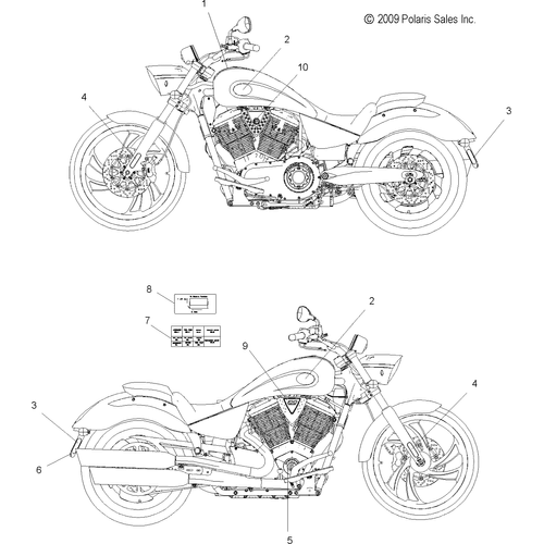 Body, Decals - 2010 Victory Vegas/Vegas 8 Ball All Options - V10Ab26/Lb26 Schematic 4100 OEM Schematic